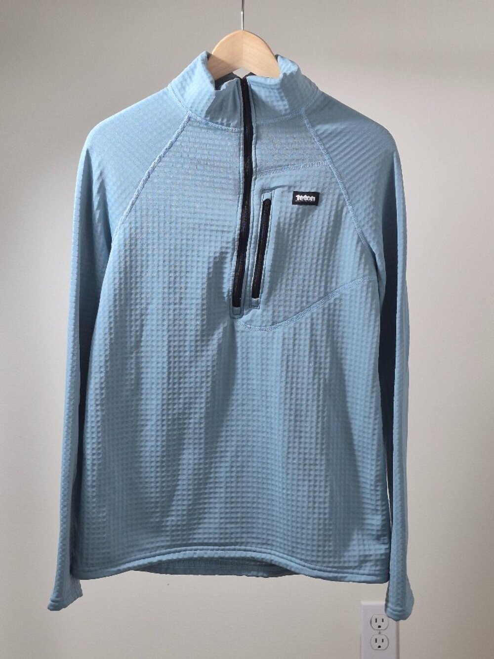 Teton Gravity Research TGR Men’s S Blue Grid Fleece 1/4 Zip Pullover Made USA